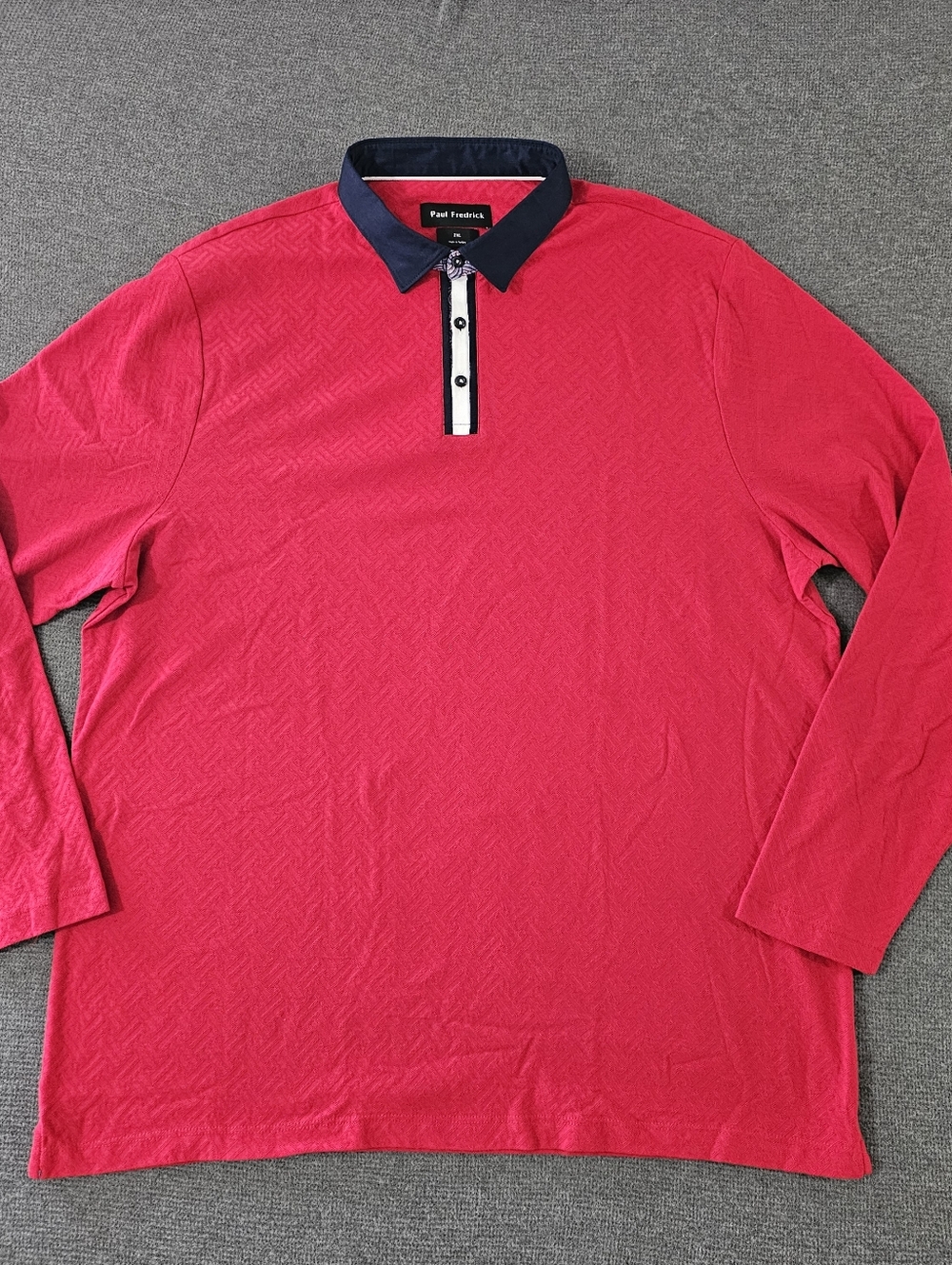Paul Fredrick Polo Shirt 2XL Red Long Sleeve Cotton Casual Designer